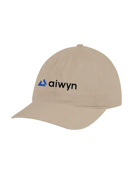 Garment Washed Unstructured Twill Tan Cap w/Aiwyn Logo