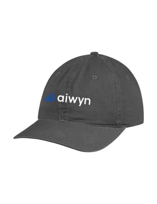 Garment Washed Unstructured Twill Charcoal Cap w/Aiwyn Logo