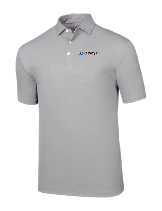 Callaway Birdseye Light Grey Polo w/Aiwyn Logo