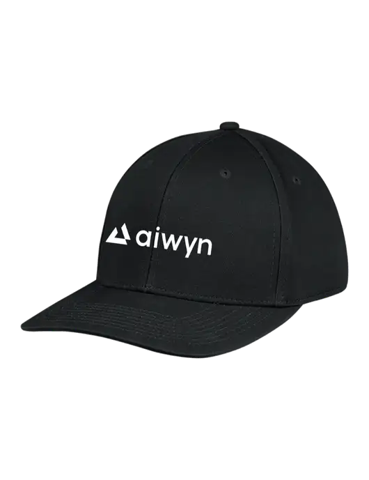 Premium Modern Structured Twill Black Snapback Cap w/Aiwyn Logo