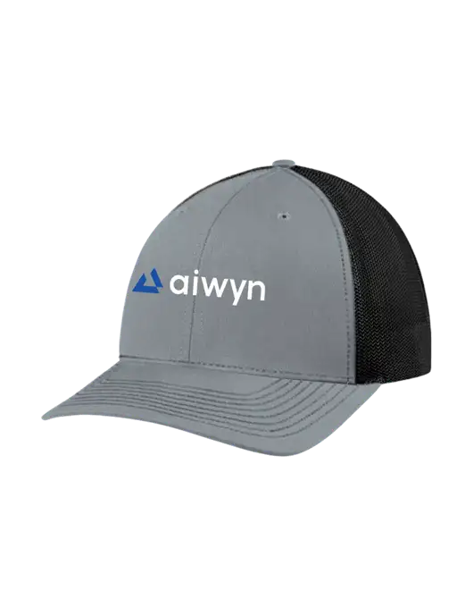 Richardson Adjustable Snapback Original 112 Trucker Cap Heather Grey w/Black Mesh w/Aiwyn Logo