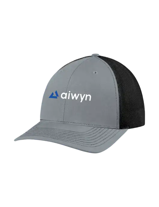 Richardson Adjustable Snapback Original 112 Trucker Cap Heather Grey w/Black Mesh w/Aiwyn Logo