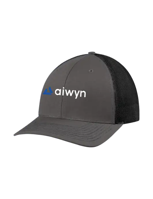 Richardson Adjustable Snapback Original 112 Trucker Cap Dark Grey w/Black Mesh w/Aiwyn Logo