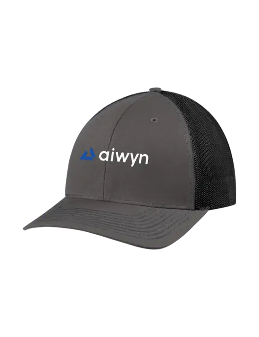 Richardson Adjustable Snapback Original 112 Trucker Cap Dark Grey w/Black Mesh w/Aiwyn Logo