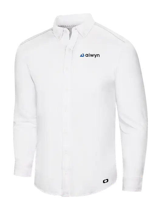 OGIO Bright White Modern Code Stretch Button-Up Shirt w/Aiwyn Logo