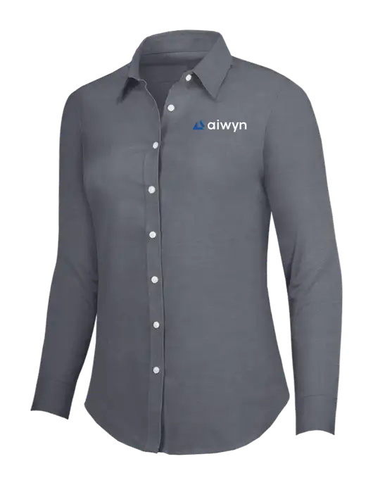 Dark Grey Womens SuperPro Oxford Shirt w/Aiwyn Logo