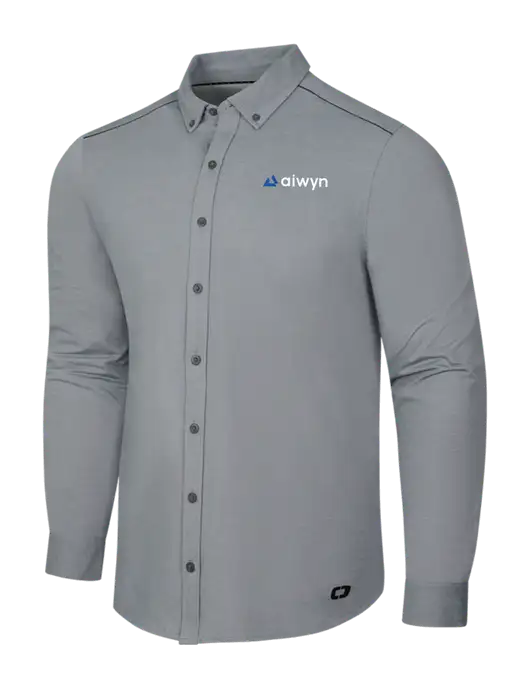 OGIO Medium Grey Heather Modern Code Stretch Button-Up Shirt w/Aiwyn Logo