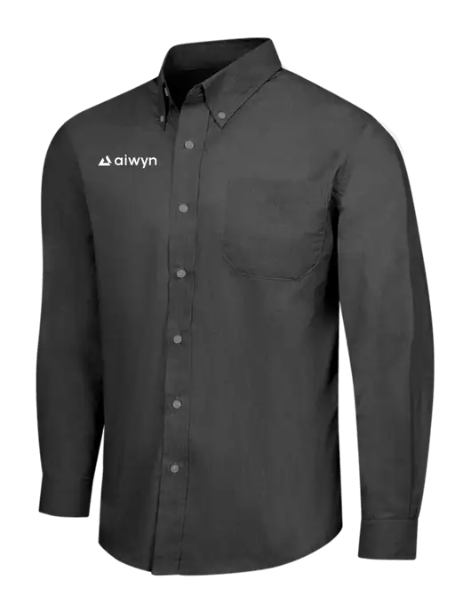 Soft Black Crosshatch Easy Care Shirt w/Aiwyn Logo