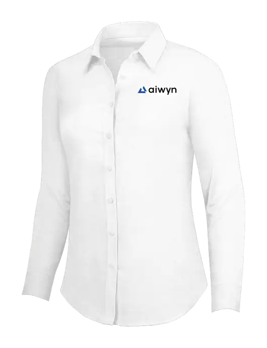 White Womens SuperPro Oxford Shirt w/Aiwyn Logo