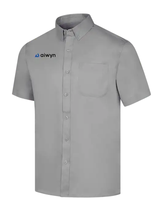 Short Sleeve Light Grey Superpro React Twill Shirt w/Aiwyn Logo