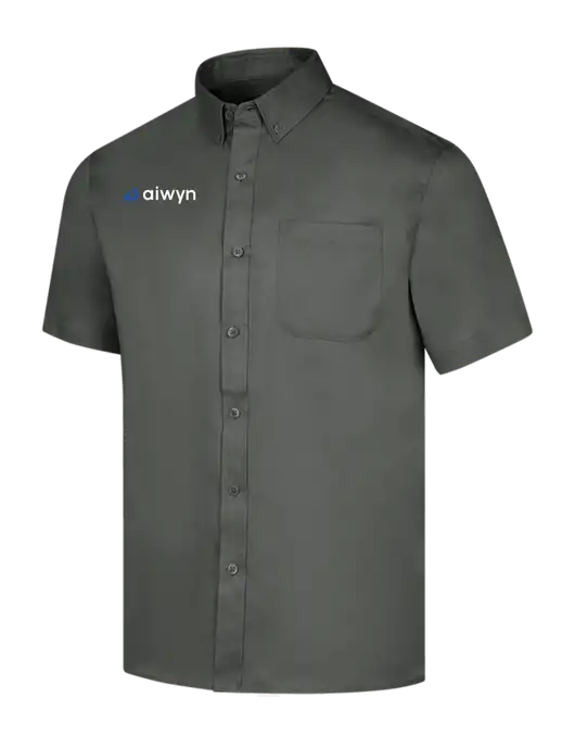 Short Sleeve Dark Grey Superpro React Twill Shirt w/Aiwyn Logo