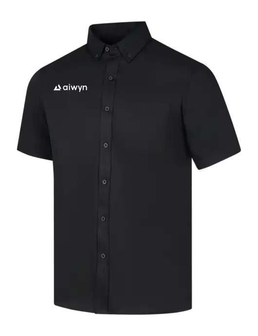 Short Sleeve Deep Black Superpro React Twill Shirt w/Aiwyn Logo