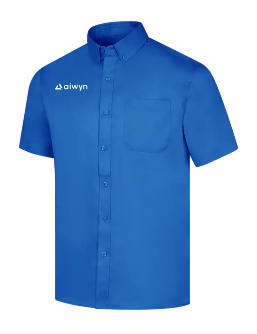 Short Sleeve Royal Blue Superpro React Twill Shirt w/Aiwyn Logo