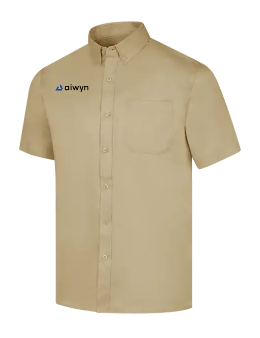 Short Sleeve Dark Tan Superpro React Twill Shirt w/Aiwyn Logo