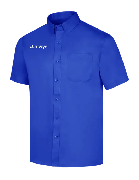 Short Sleeve Dark Royal Superpro React Twill Shirt w/Aiwyn Logo