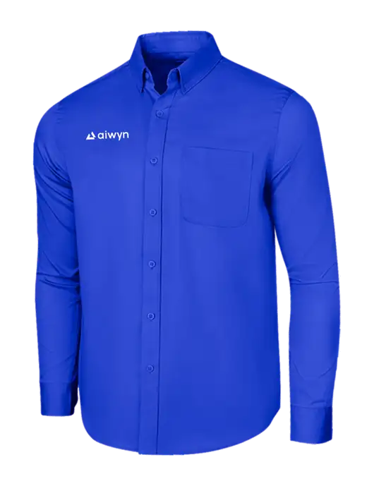 Long Sleeve Dark Royal Superpro React Twill Shirt w/Aiwyn Logo