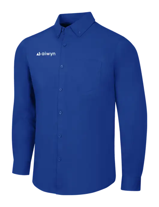 Dark Royal Long Sleeve Carefree Poplin Shirt w/Aiwyn Logo