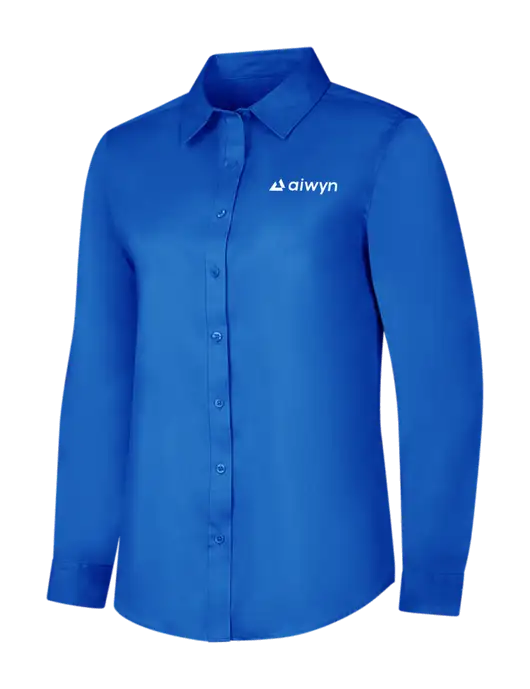 Womens Long Sleeve Royal Blue Superpro React Twill Shirt w/Aiwyn Logo