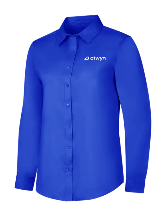 Womens Long Sleeve Dark Royal Superpro React Twill Shirt w/Aiwyn Logo