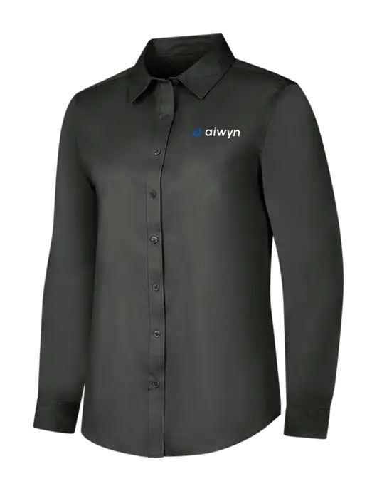Dark Grey Womens Long Sleeve Superpro React Twill Shirt w/Aiwyn Logo