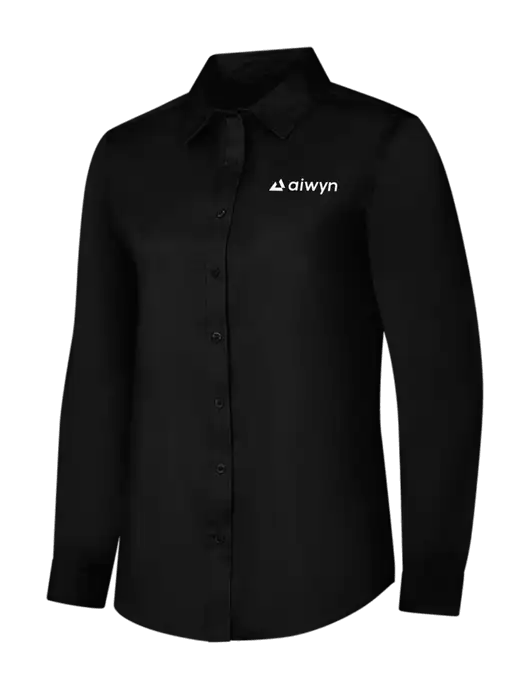 Womens Black Long Sleeve Superpro React Twill Shirt w/Aiwyn Logo