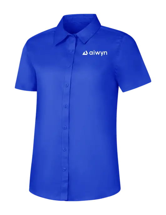 Womens Short Sleeve Dark Royal Superpro React Twill Shirt w/Aiwyn Logo
