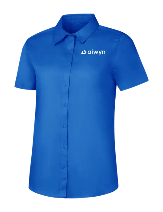 Womens Short Sleeve Royal Blue Superpro React Twill Shirt w/Aiwyn Logo