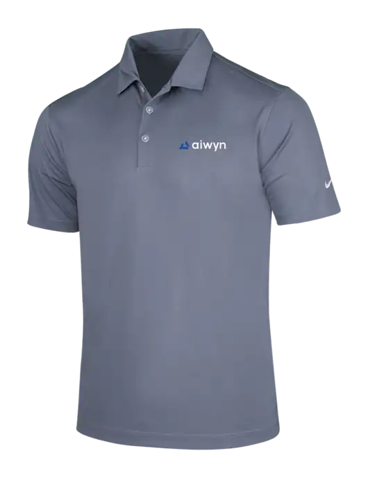 NIKE Medium Grey Dri-Fit Vertical Mesh Polo w/Aiwyn Logo