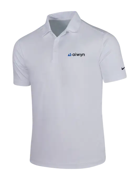 NIKE White Dri-Fit Vertical Mesh Polo w/Aiwyn Logo