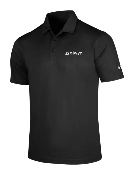 NIKE Black Dri-Fit Vertical Mesh Polo w/Aiwyn Logo