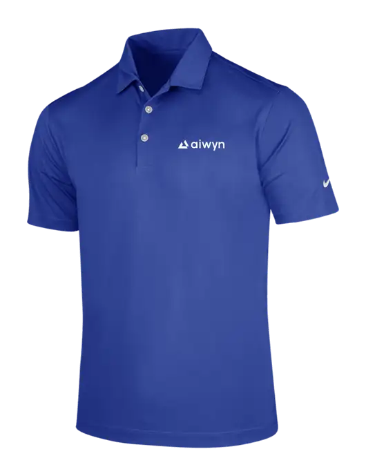 NIKE Dark Royal Dri-Fit Vertical Mesh Polo w/Aiwyn Logo
