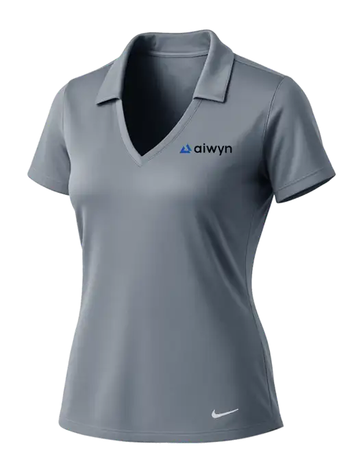 NIKE Medium Grey Womens Dri-Fit Vertical Mesh Polo w/Aiwyn Logo