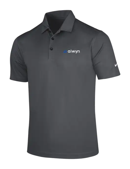 NIKE Dark Grey Dri-Fit Vertical Mesh Polo w/Aiwyn Logo