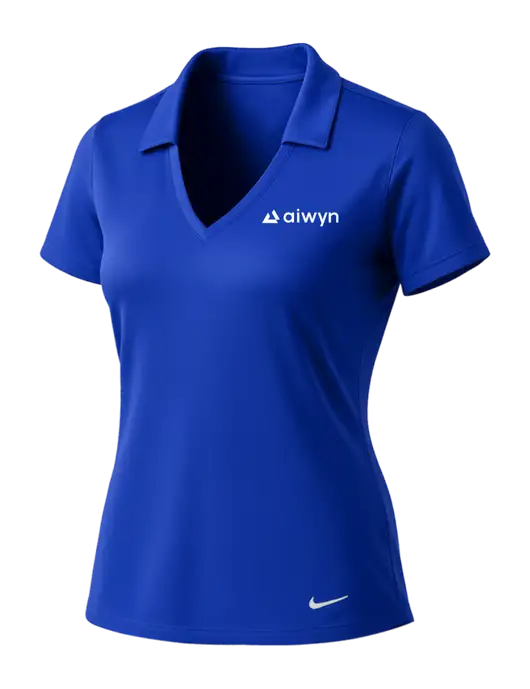 NIKE Dark Royal Womens Dri-Fit Vertical Mesh Polo w/Aiwyn Logo
