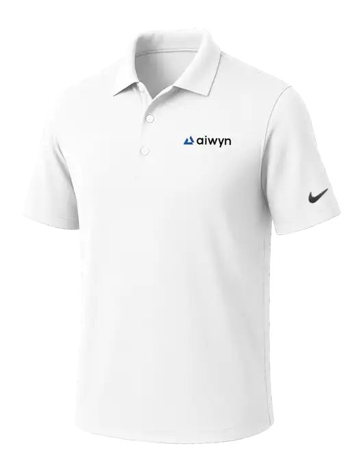 NIKE White Dri-Fit Micro Pique Polo w/Aiwyn Logo