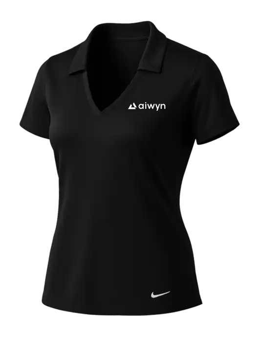 NIKE Black Womens Dri-Fit Vertical Mesh Polo w/Aiwyn Logo