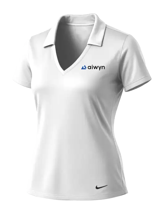 NIKE White Womens Dri-Fit Vertical Mesh Polo w/Aiwyn Logo