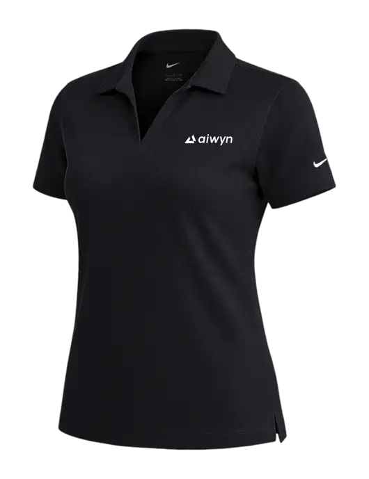 NIKE Black Womens Dri-Fit Micro Pique Polo w/Aiwyn Logo