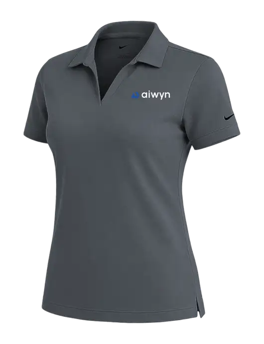 NIKE Dark Grey Womens Dri-Fit Micro Pique Polo w/Aiwyn Logo