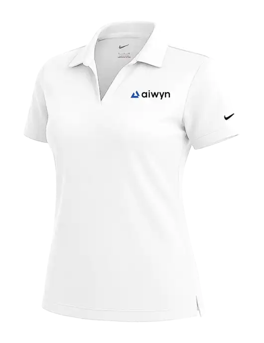 NIKE White Womens Dri-Fit Micro Pique Polo w/Aiwyn Logo