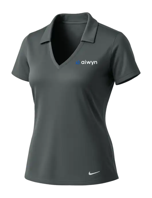 NIKE Dark Grey Womens Dri-Fit Vertical Mesh Polo w/Aiwyn Logo