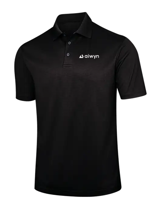 Black Performance Fine Jacquard Polo w/Aiwyn Logo