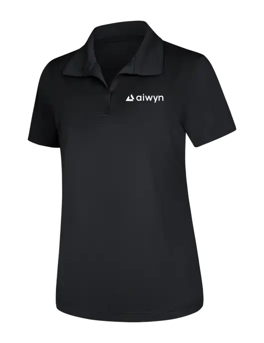 Womens Black Micropique Sport-Wick Polo w/Aiwyn Logo