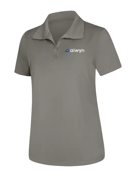 Womens Medium Grey Micropique Sport-Wick Polo w/Aiwyn Logo