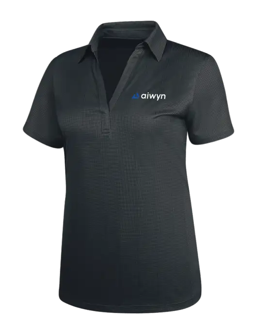 Dark Grey Womens Performance Fine Jacquard Polo w/Aiwyn Logo