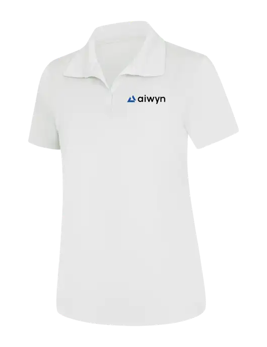 Womens White Micropique Sport-Wick Polo w/Aiwyn Logo