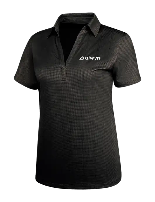 Black Womens Performance Fine Jacquard Polo w/Aiwyn Logo