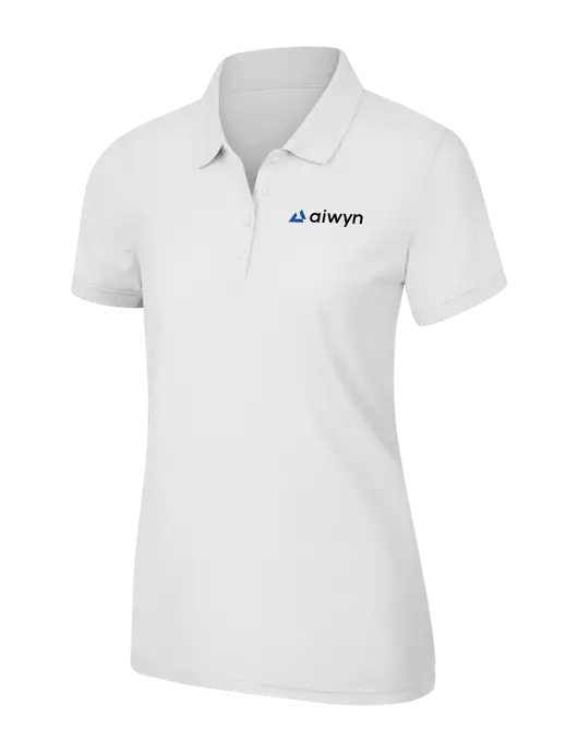 White Womens Core Classic Pique Polo w/Aiwyn Logo