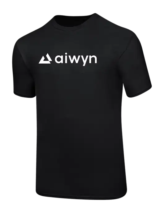 Ring Spun Jet Black 4.5 oz T-Shirt w/Aiwyn Logo