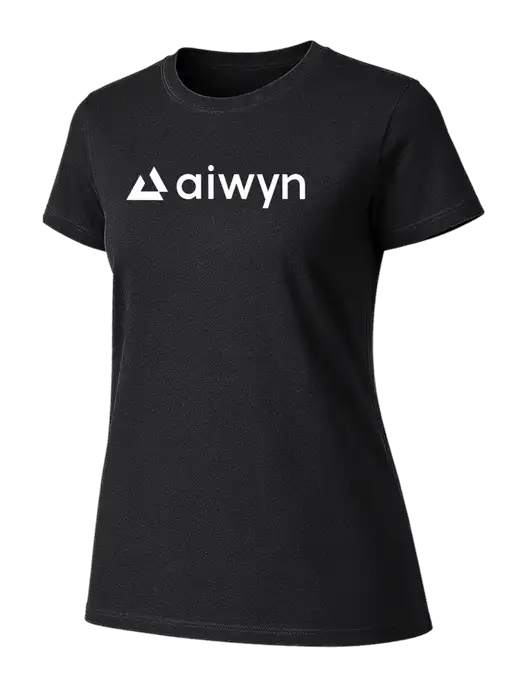 Womens Ring Spun Jet Black 4.5 oz T-Shirt w/Aiwyn Logo